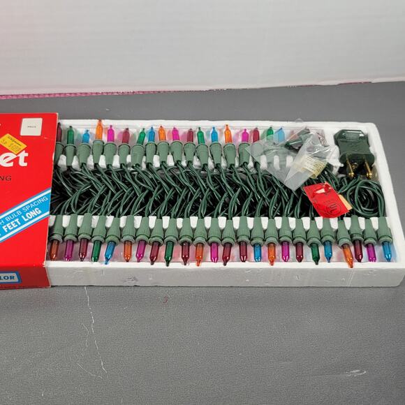 Joy Brite 50 Miniature Christmas Light Set Vintage Indoor Outdoor  27 Ft NOS - Picture 8 of 16